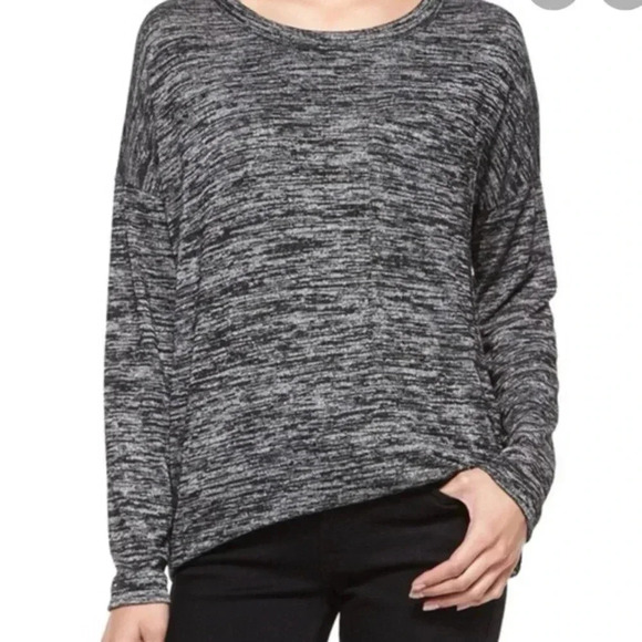 Rag & Bone Jean Camden Long Sleeve Knit Top Tee Heathered Black Size XS - Picture 1 of 7